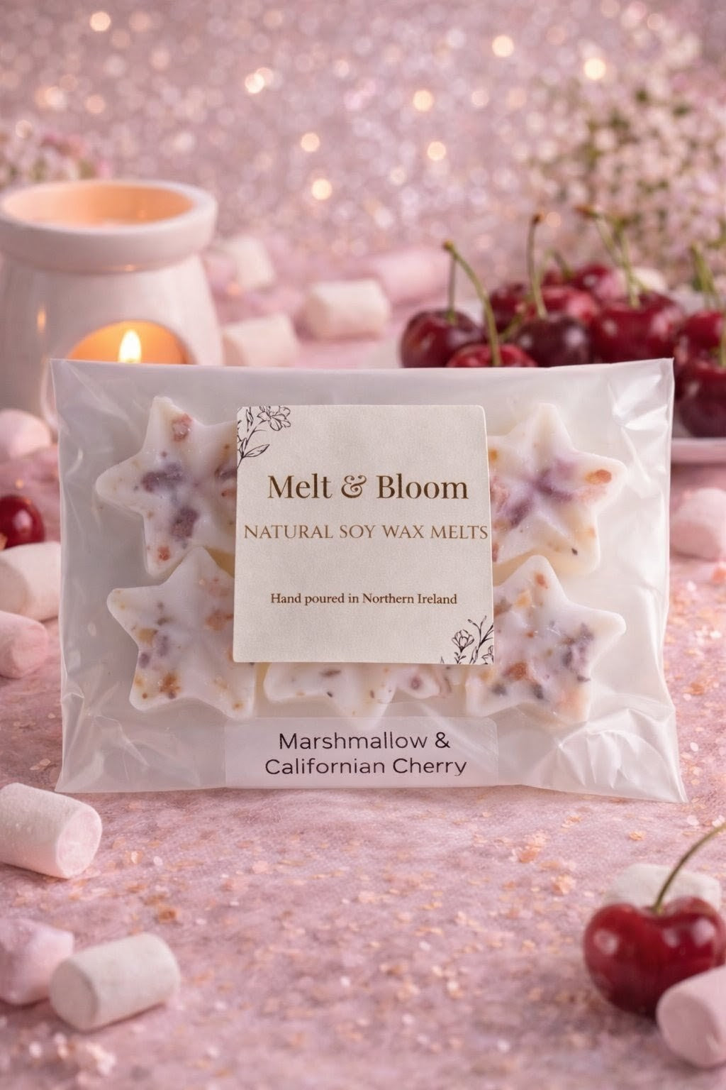 Marshmallow & Californian Cherry 6 Pack Botanical Wax Melt Stars
