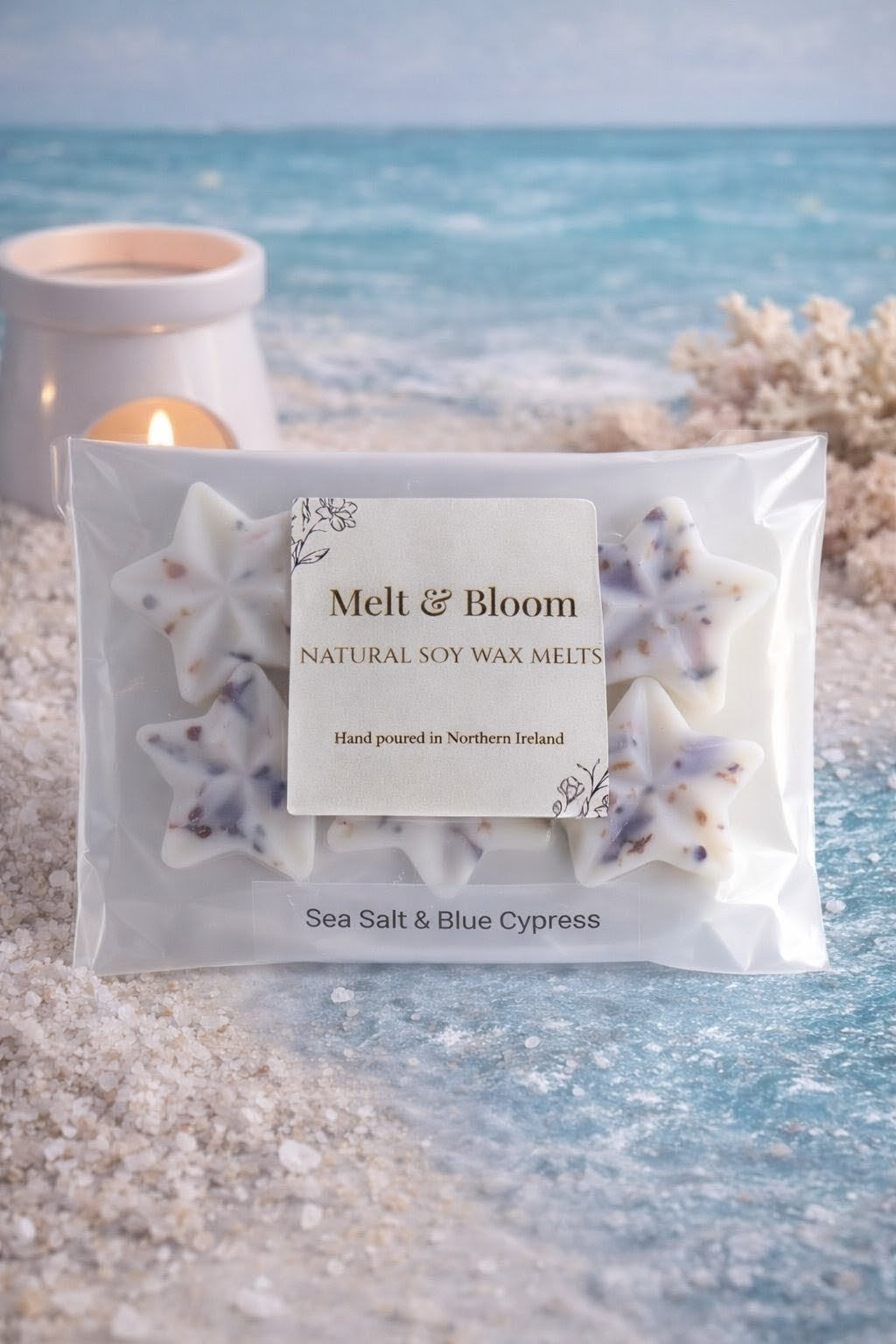 Sea Salt & Blue Cypress 6 Pack Botanical Wax Melt Stars