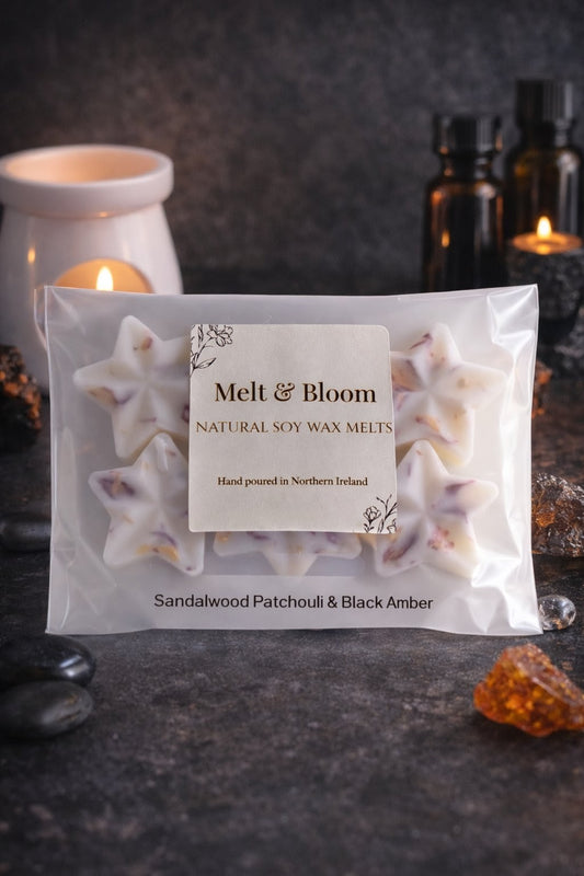Sandalwood, Patchouli & Black Amber 6 Pack of Wax Melt Stars