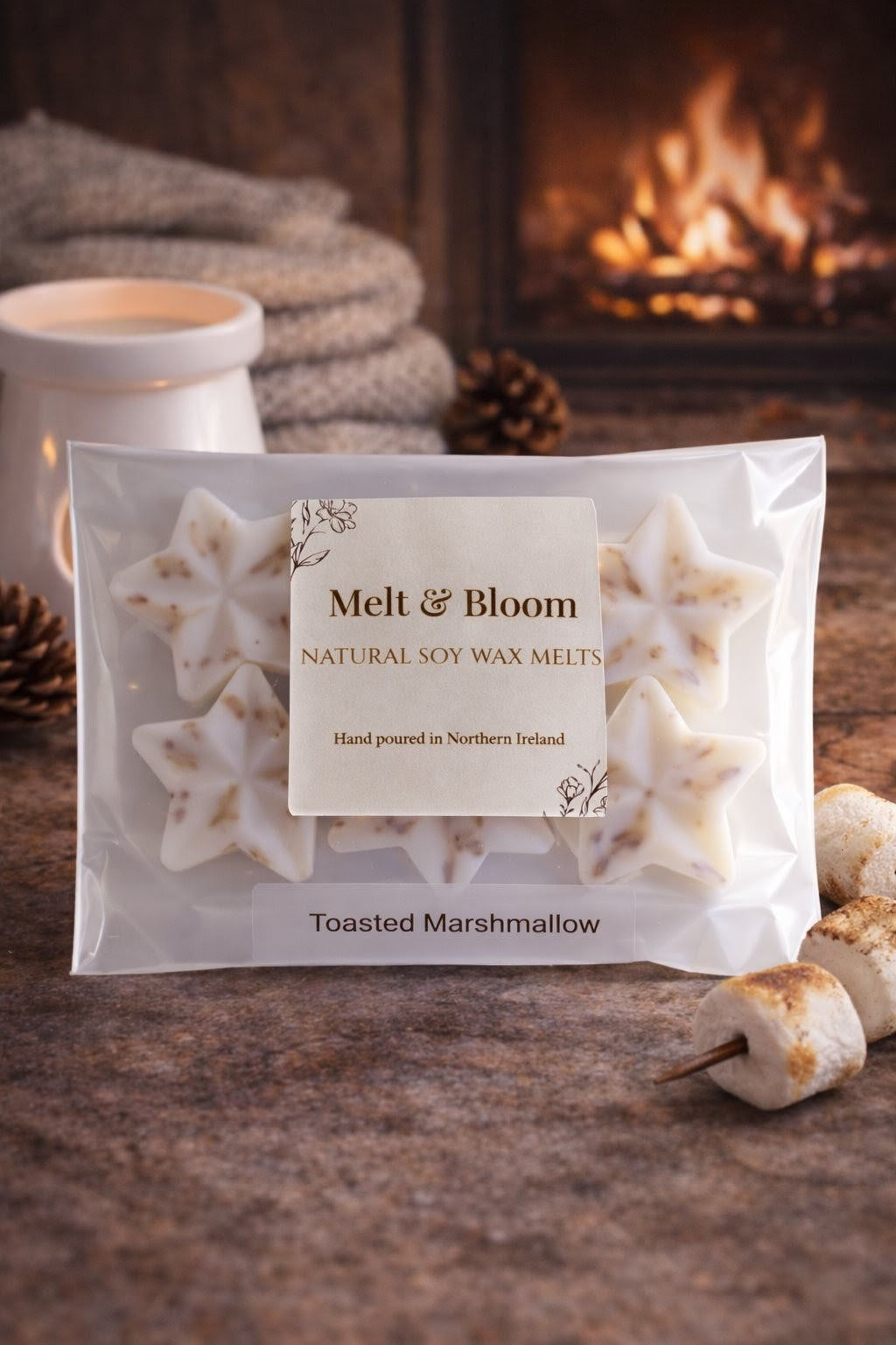 Toasted Marshmallow 6 Pack Botanical Wax Melt Stars