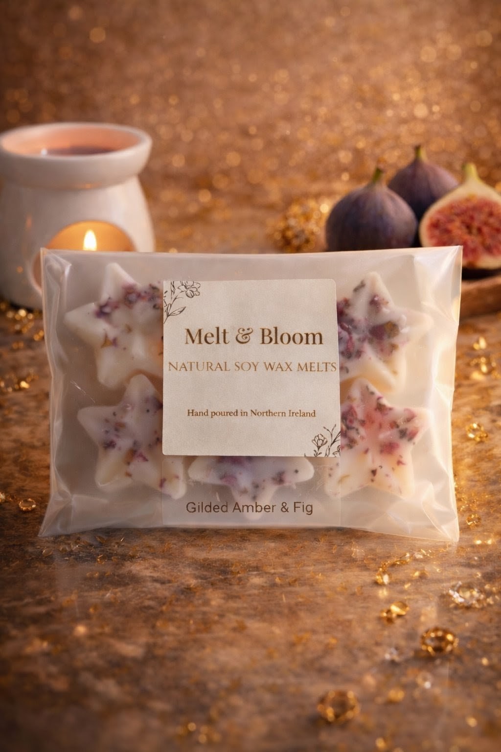 Gilded Amber & Fig 6 Pack Botanical Wax Melt Stars