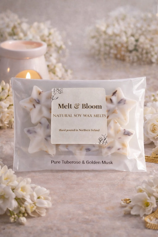 Pure Tuberose & Golden Musk 6 Pack Botanical Wax Melt Stars