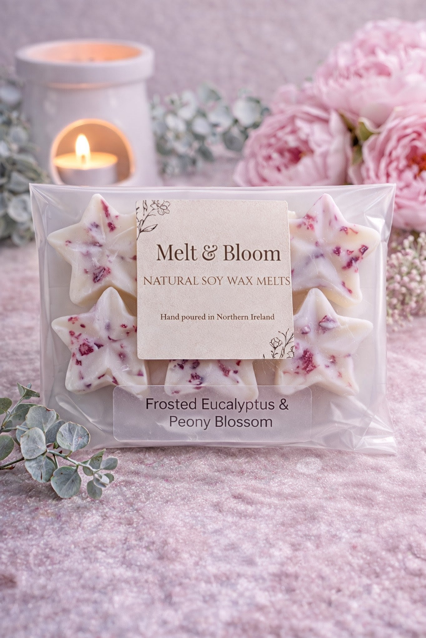 Frosted Eucalyptus & Peony Blossom 6 Pack Botanical Wax Melt Stars